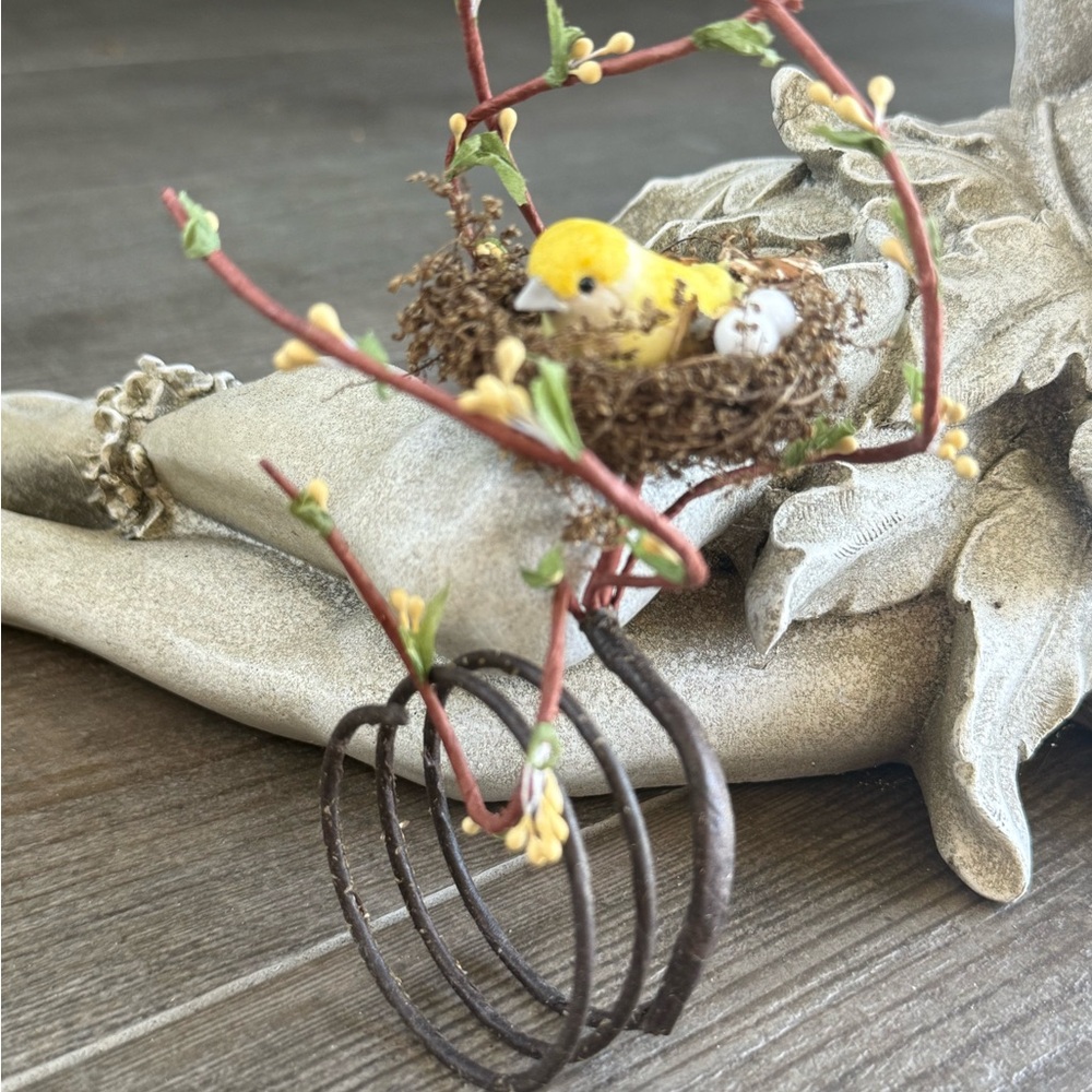 Decorative Bird Nest Ornament with Yellow Bird